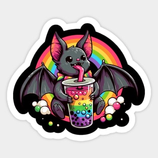 Vampire Bat Drinking Bubble Tea Sticker